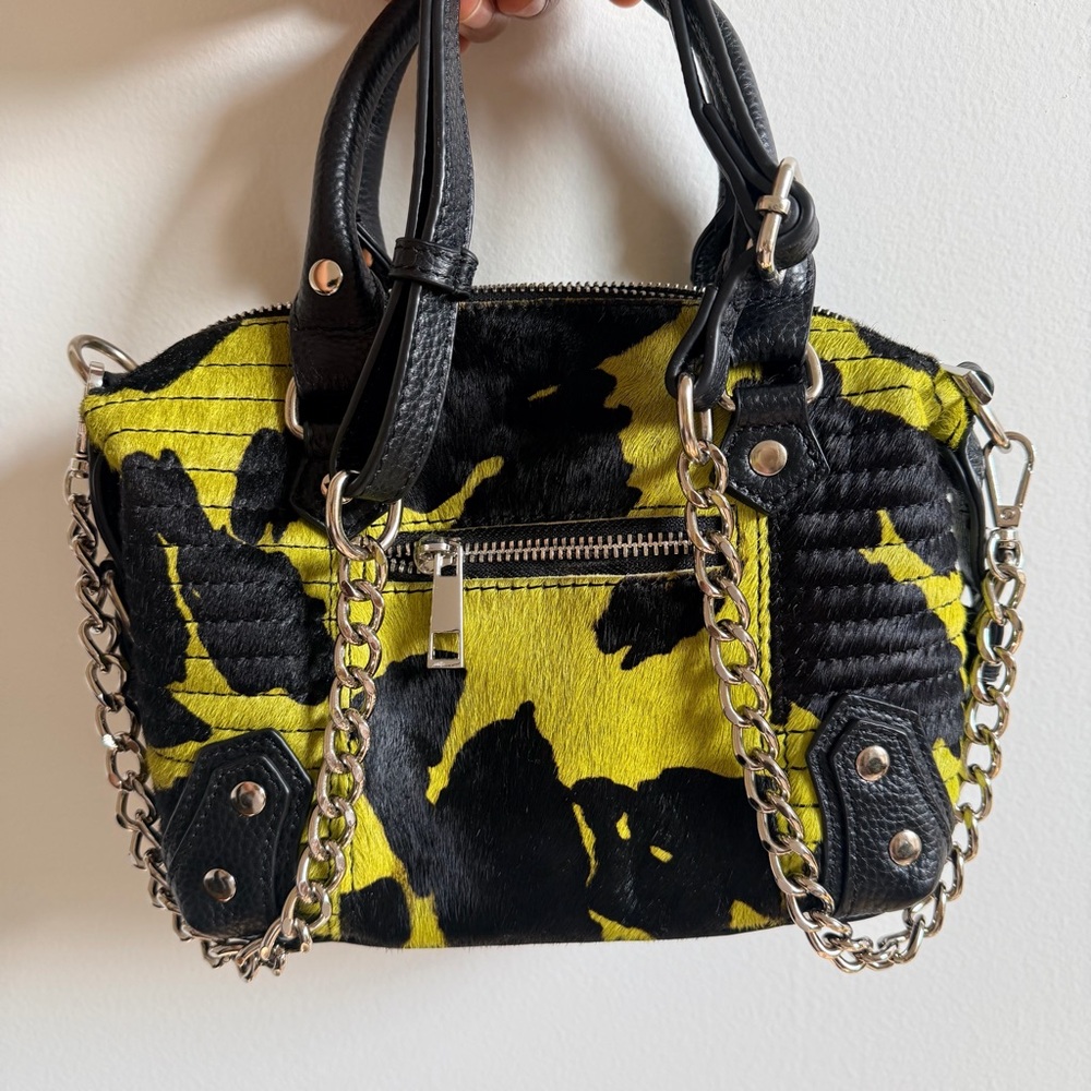 Black and Yellow Chain-Accent Women's Bag